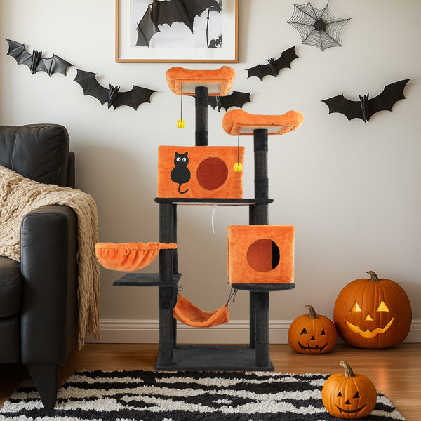 Black and orange cat tree