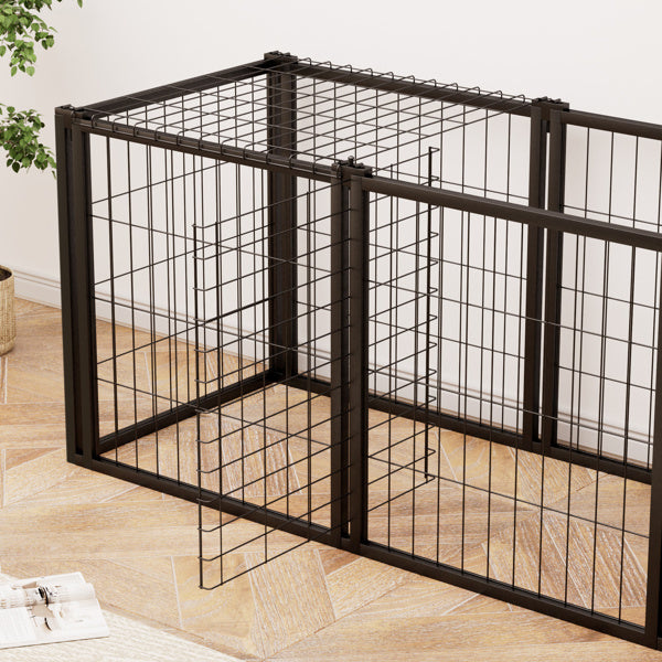 Black steel pet cage indoor