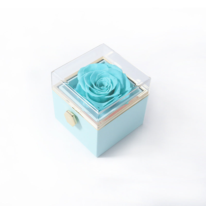 Blue Acrylic Ring Box Valentine's Day Proposal Confession