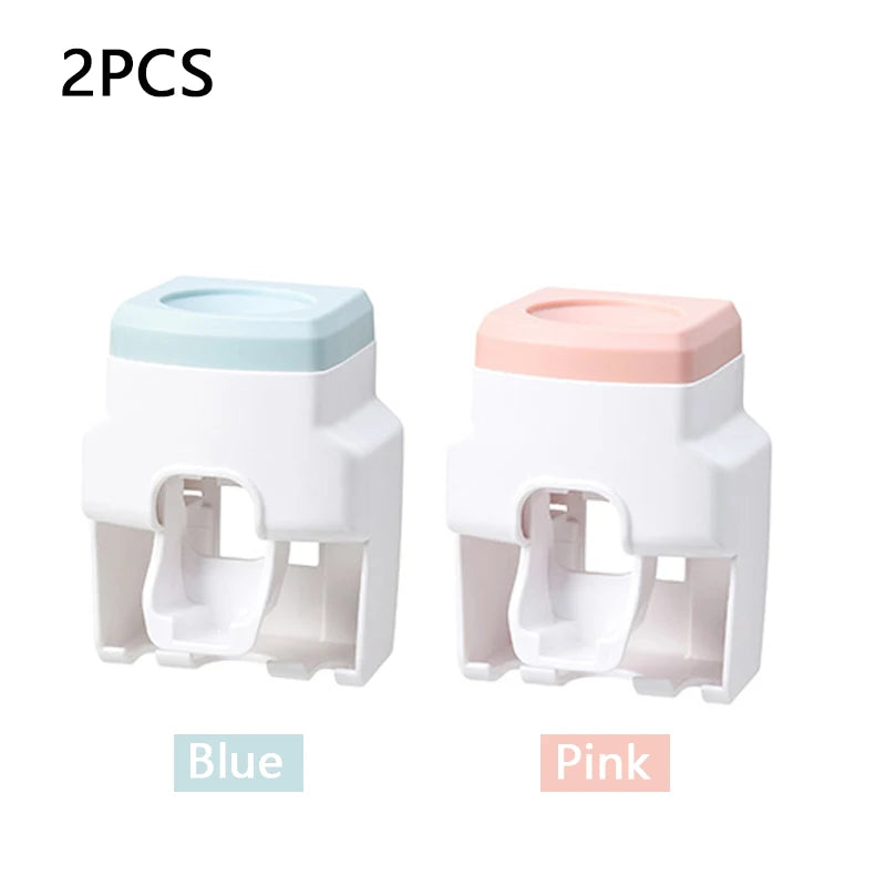 Blue & Pink Plastic Automatic Toothpaste Dispenser 