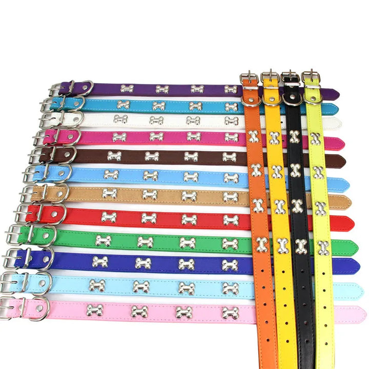 Bone Design Leather Collar for Dogs
