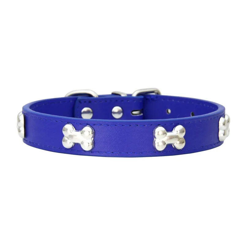 Bone Leather Durable Pet Dog Collar
