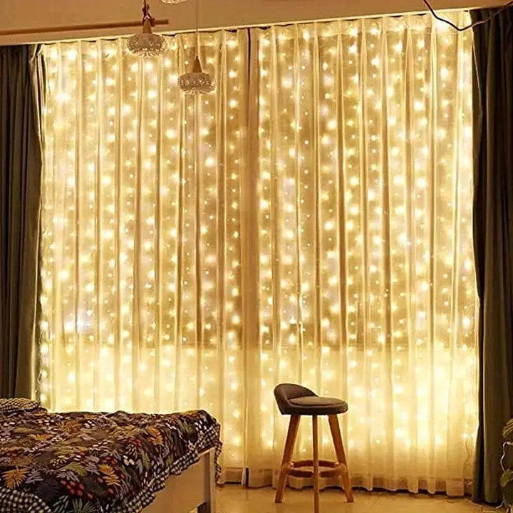 Bright curtain string lights for special occasions