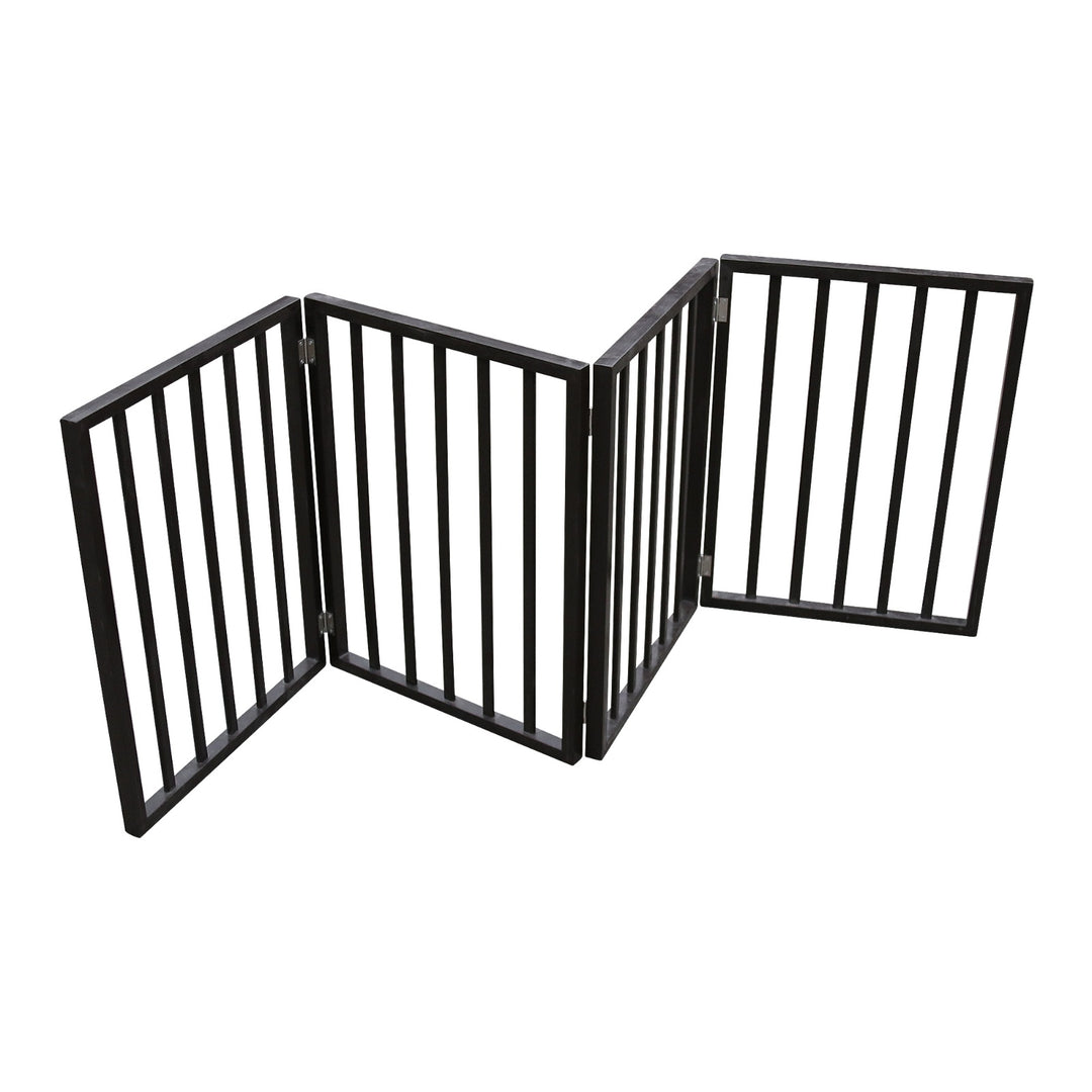 Brown arc design wooden pet barrier