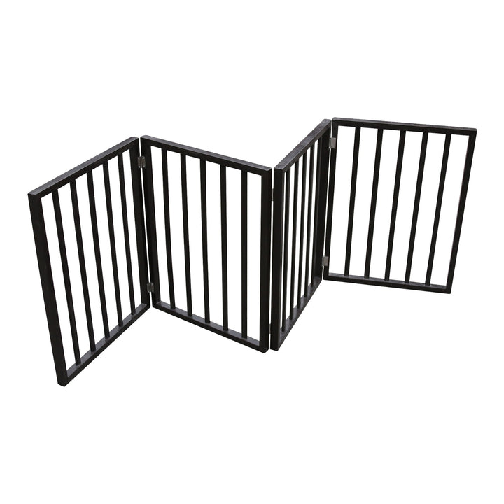Brown arc design wooden pet barrier