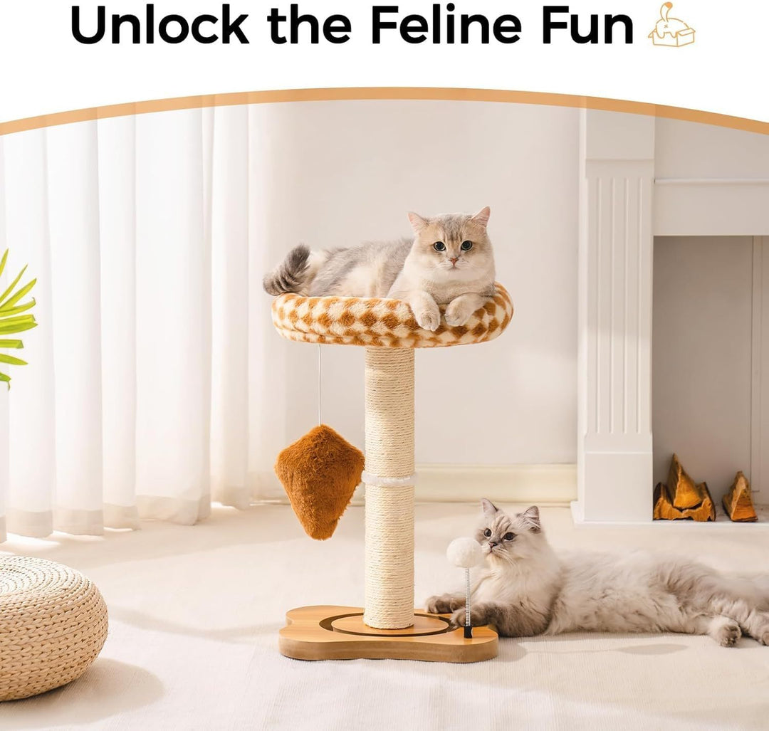 Brown cat tree with removable perch