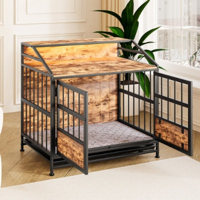 Brown wooden pet crate furniture