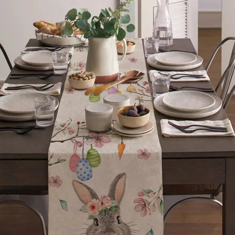 Bunny-themed holiday table runner