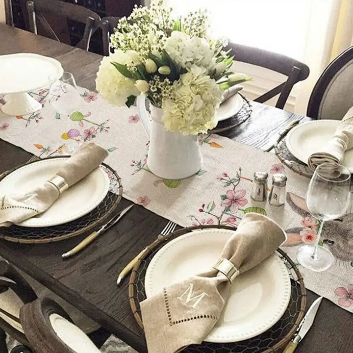 Bunny-themed holiday table runner for parties