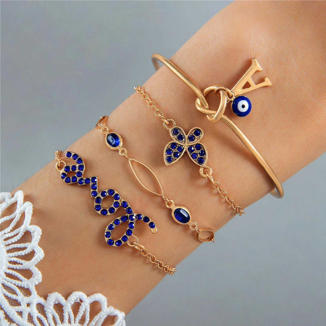 Butterfly Rhinestone Bracelet Set