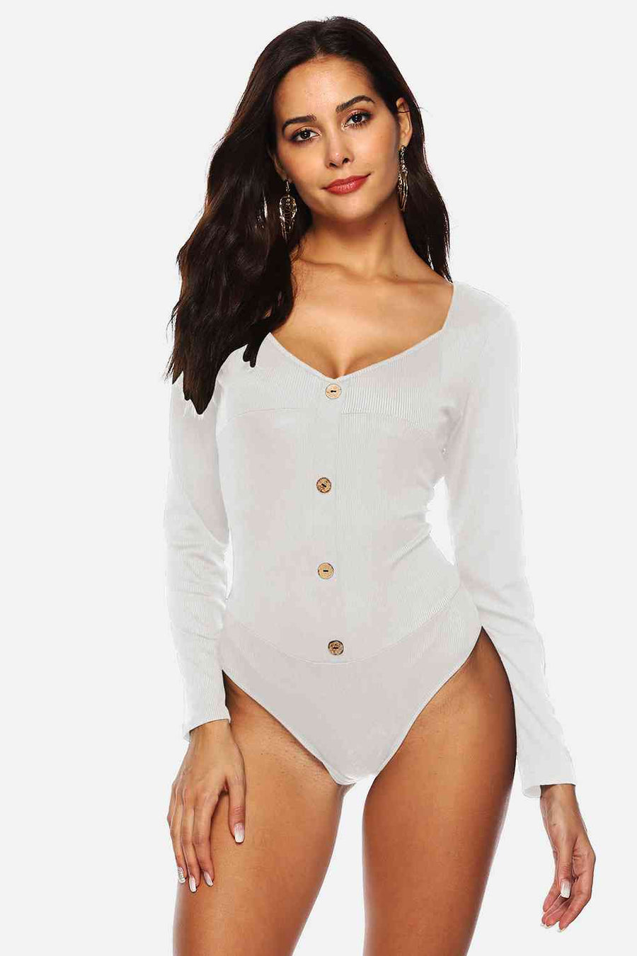 Button detail bodysuit with chic design