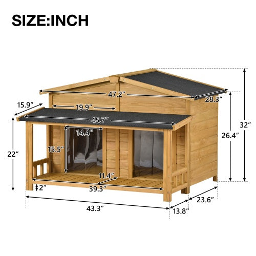 Cabin-style large pet house for outdoor use