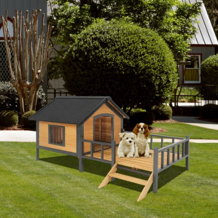 Cabin style dog shelter for yard