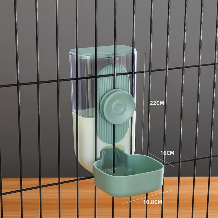 Cage-hanging pet food and water dispenser bowl.