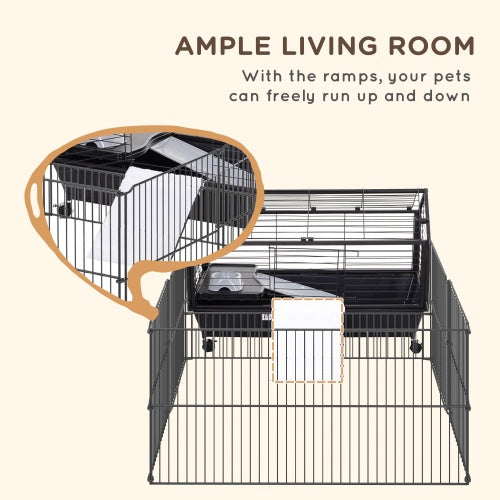 Cage with rolling wheels for pets