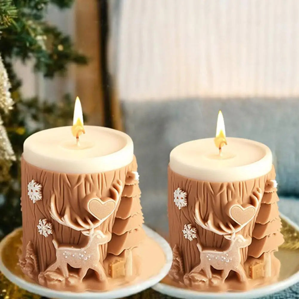Candle Mold with Snowflake and Christmas Trees Design