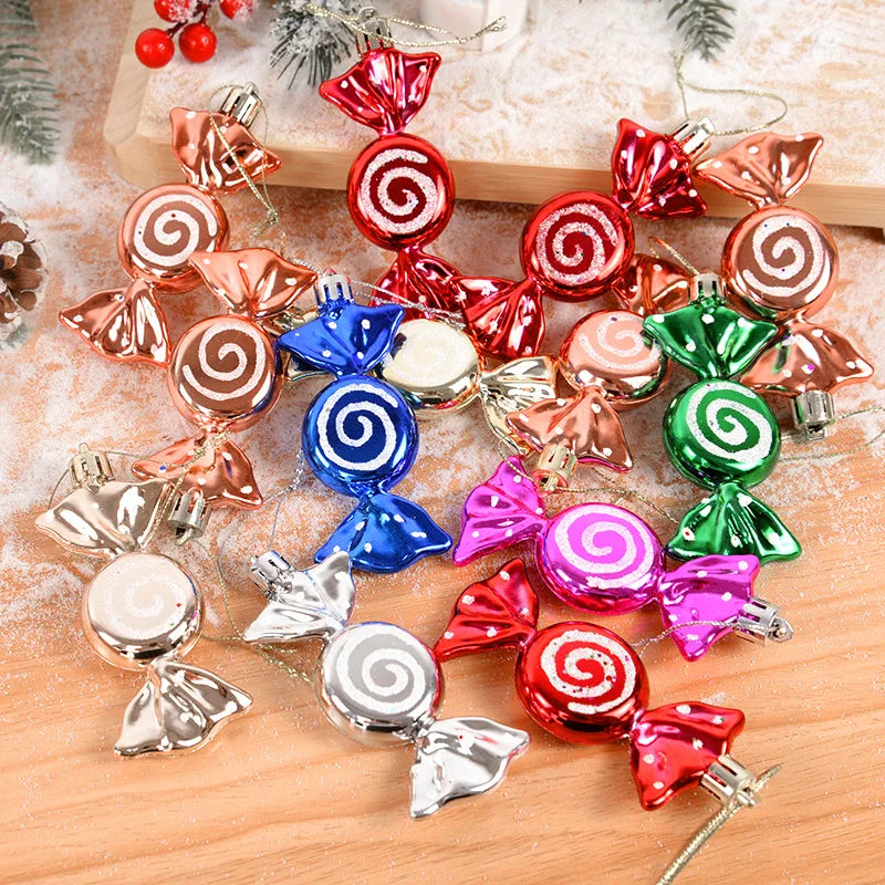 Candy-themed tree ornaments for holidays