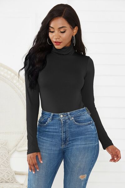 Casual Turtleneck Fitted Bodysuit