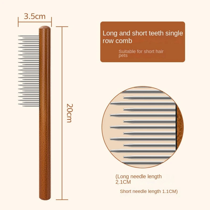 Cat Grooming Comb with Wooden Handle
