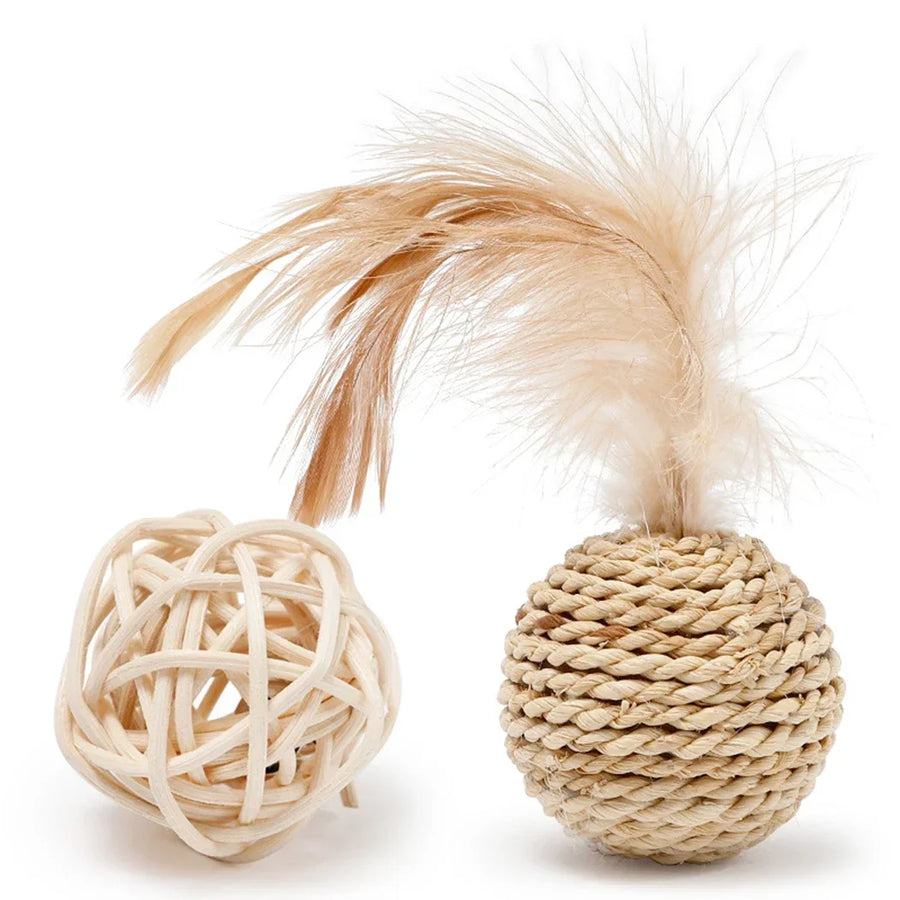 Cat Toy Pet Rattan Ball 