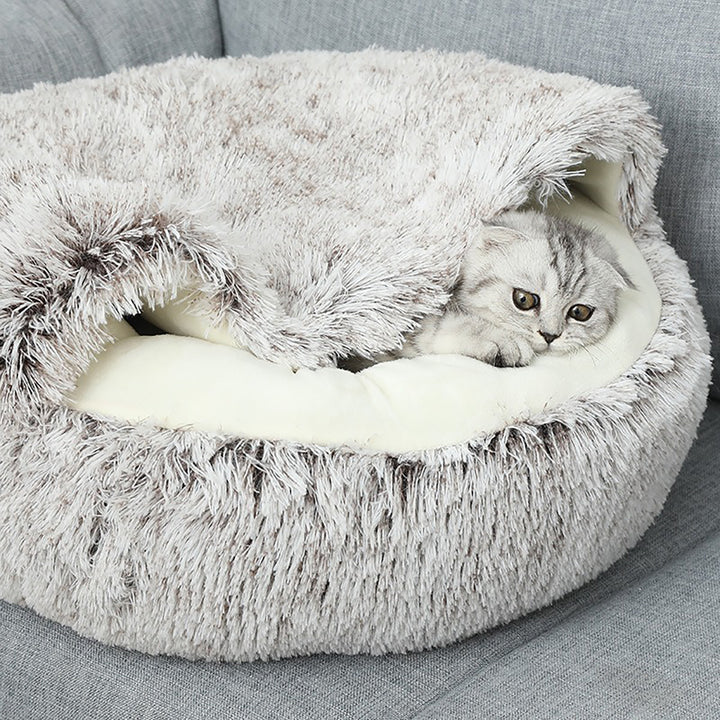 Cat and dog cozy plush bed