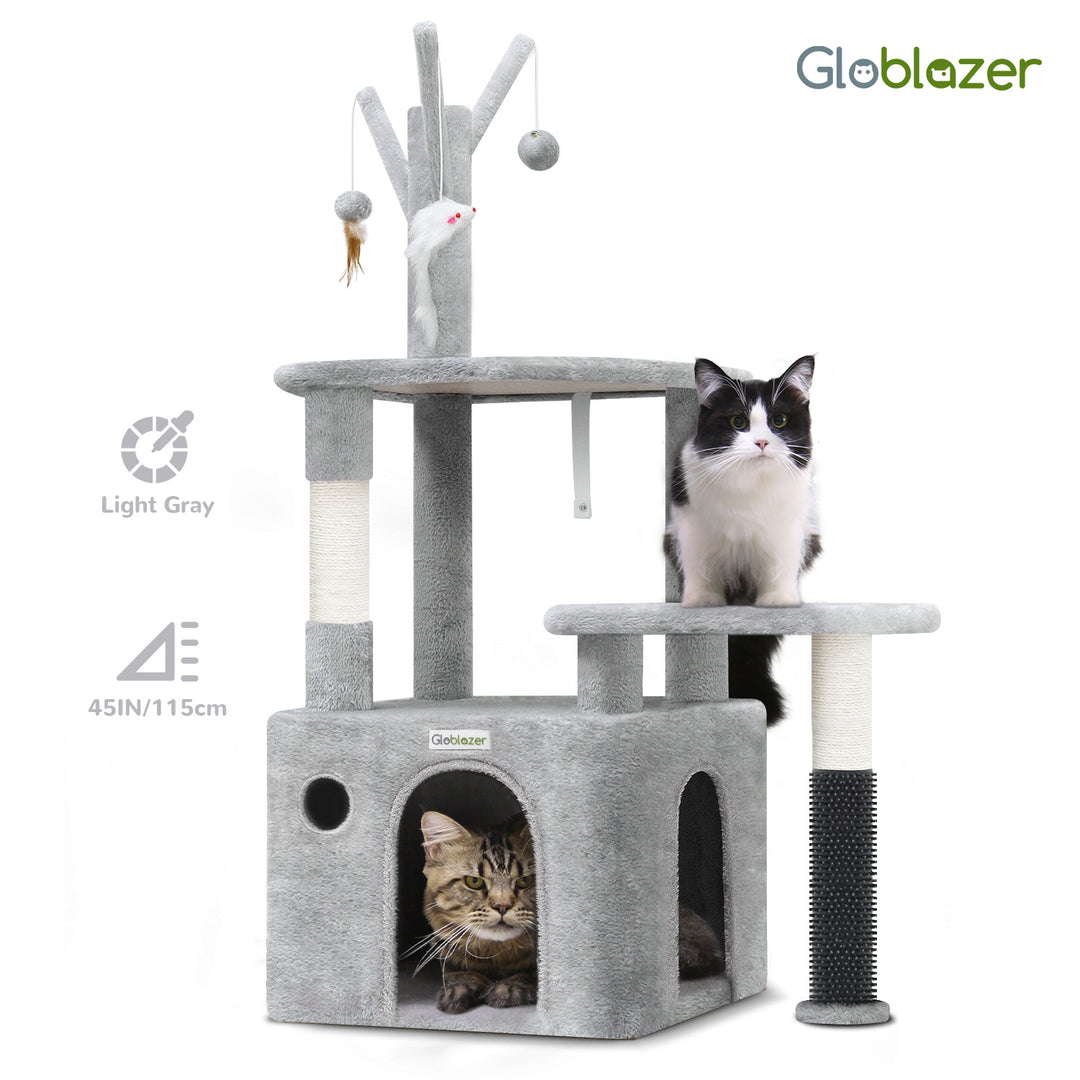 Cat climbing post with platforms gray