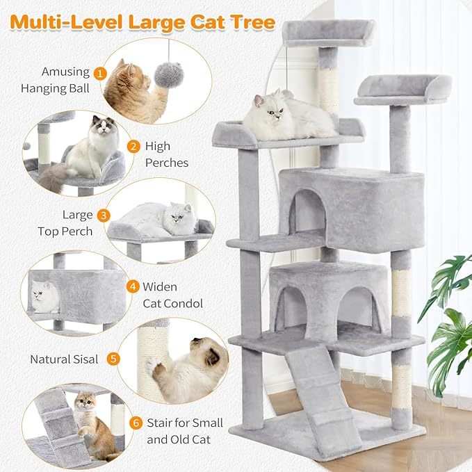 Cat climbing tower with toys included