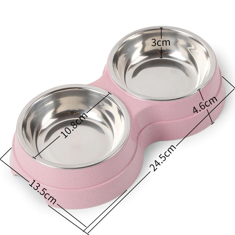 Cat dog food water feeder set