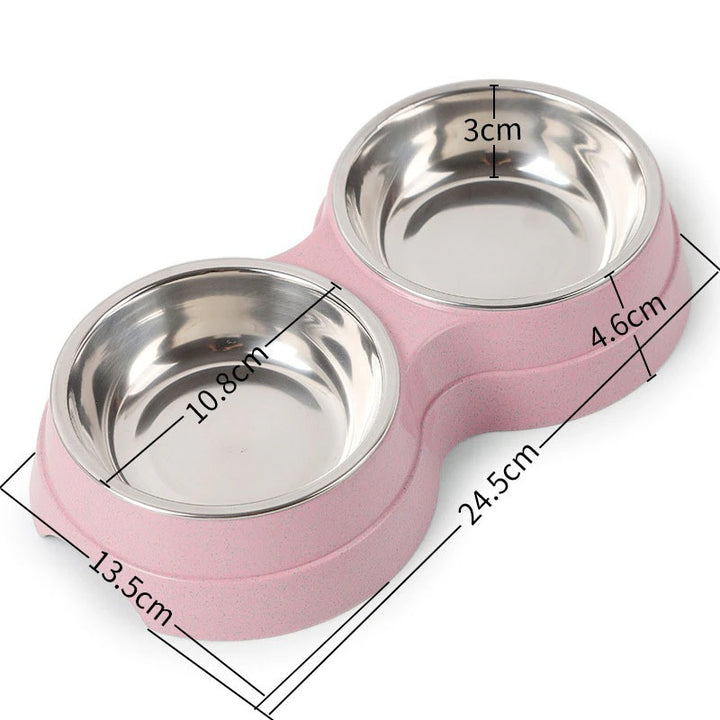 Cat dog food water feeder set