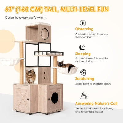 Cat furniture set with hidden litter box