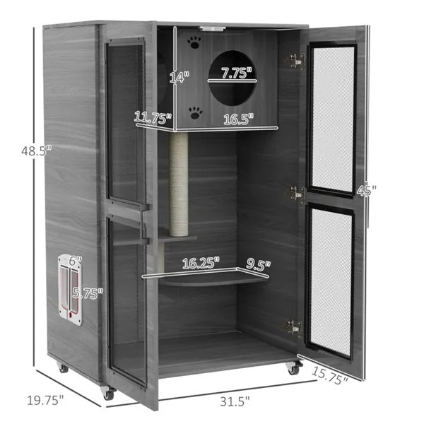 Cat house with wheels design