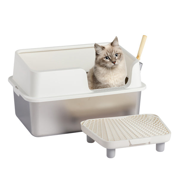 Cat litter box stainless steel design