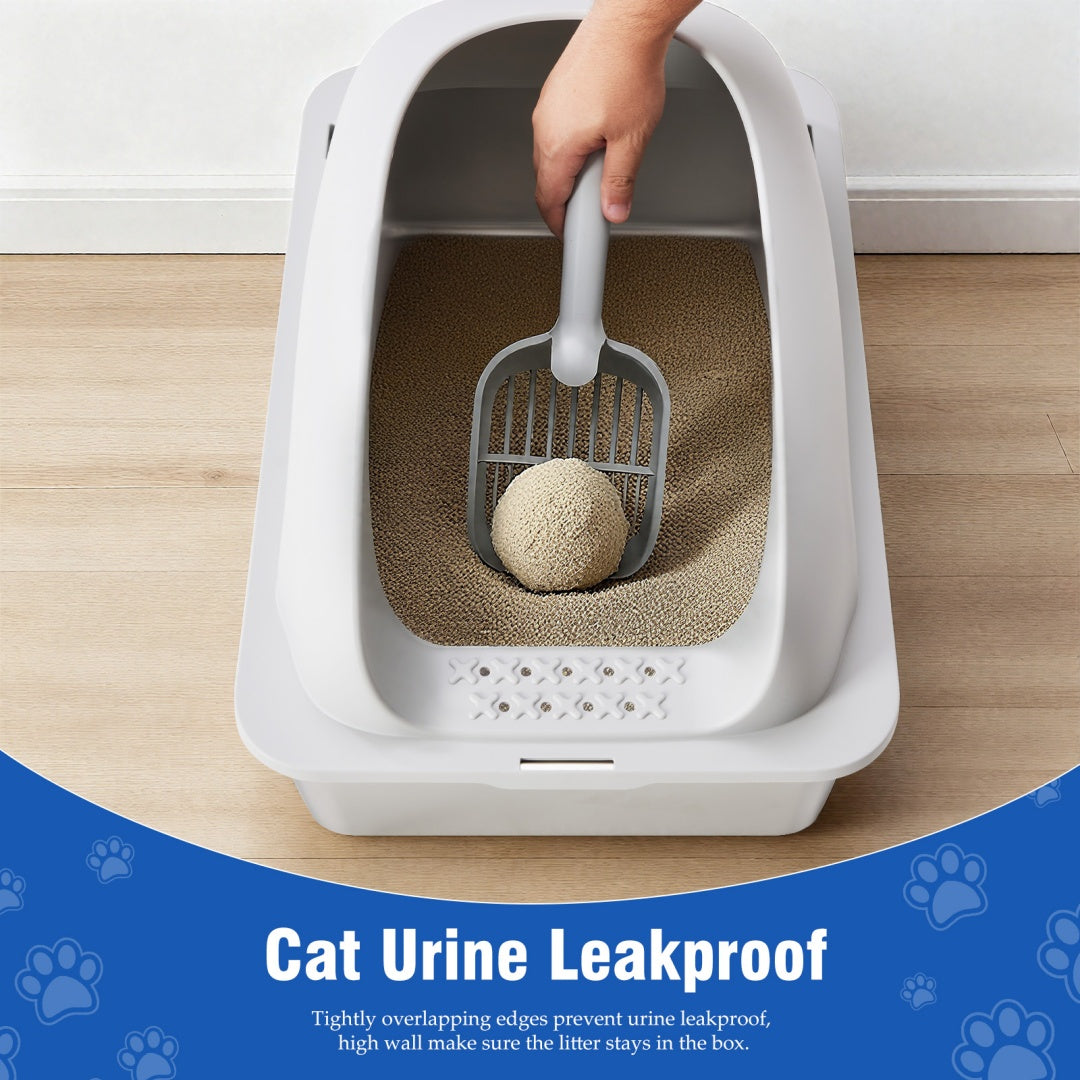 Cat litter box with scoop
