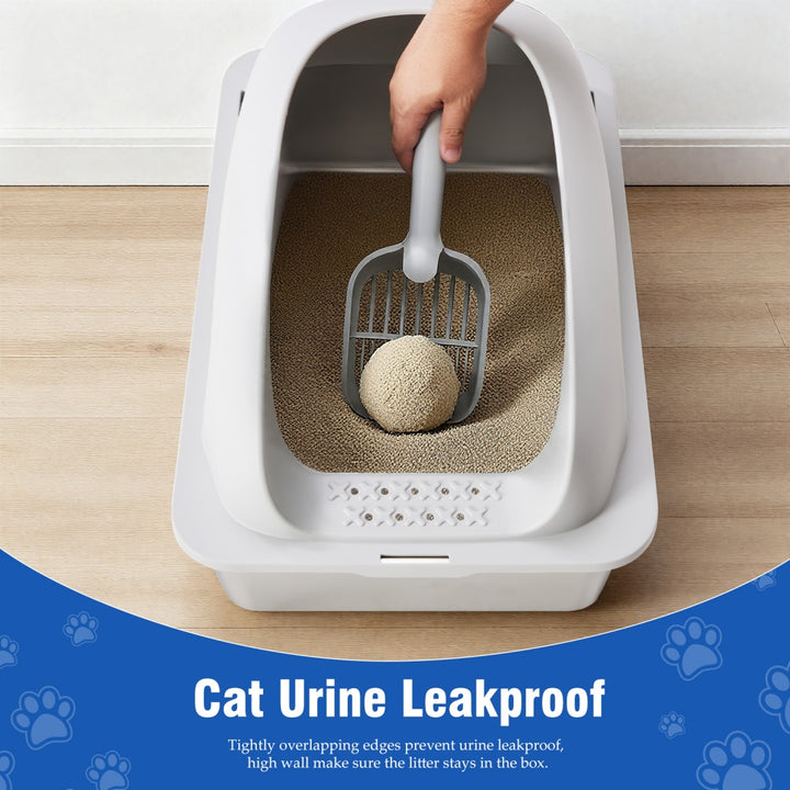 Cat litter box with scoop