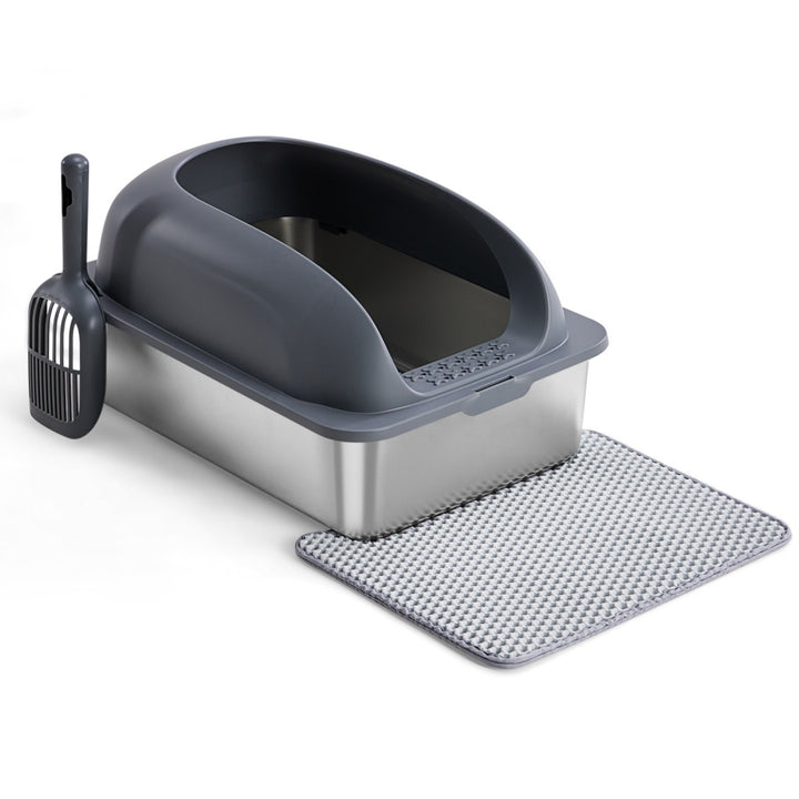Cat litter box with scoop and mat 