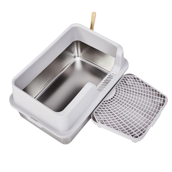 Cat litter box with upper and lower snap design