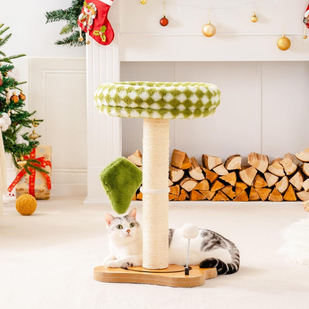 Cat play tower with scratch pad