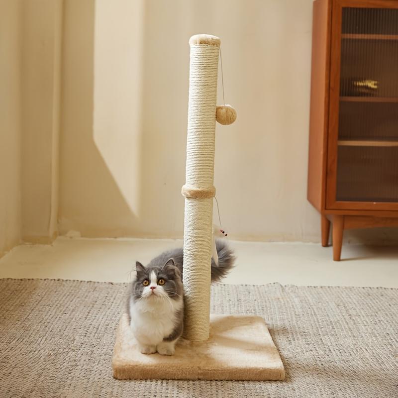 Cat scratching post with hanging ball