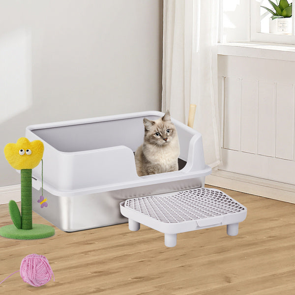 Cat toilet box with anti-slip foot pad and snap closure