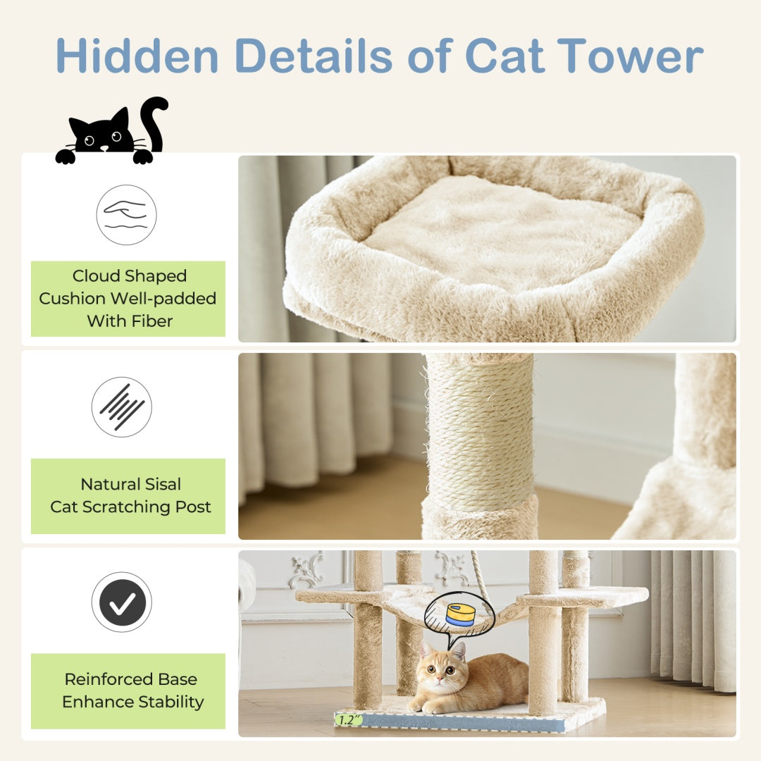 Cat tower with hammock bed
