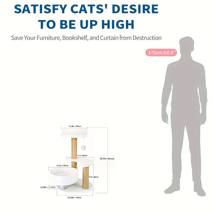 Cat tree with dimensions shown
