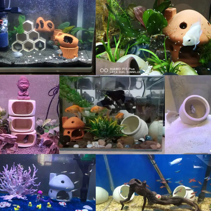 Ceramic hiding shelter for aquariums