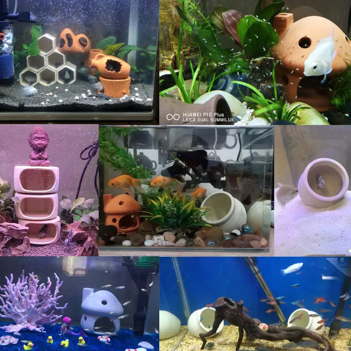 Ceramic hiding shelter for aquariums