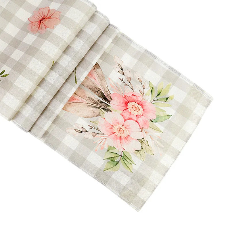 Charming spring holiday bunny dining table runner