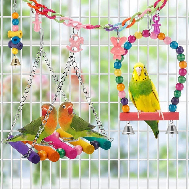 Chewable Parrot Toys with Wooden Beads