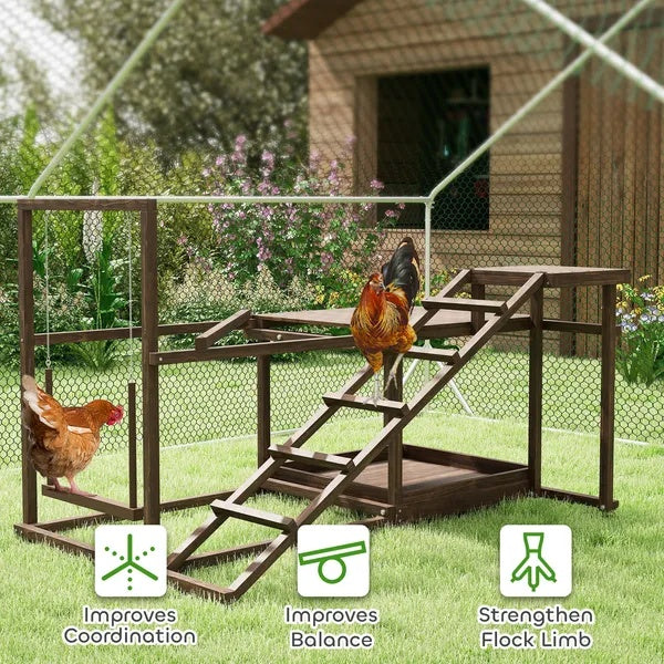 Chicken play set with feeder storage