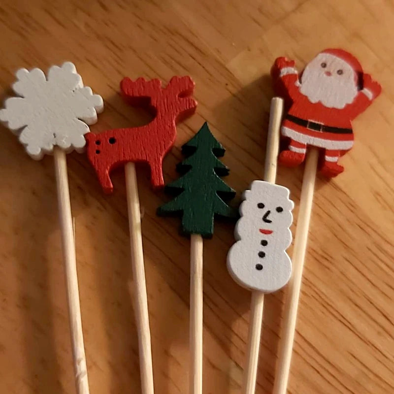 Christmas-themed party skewers for food