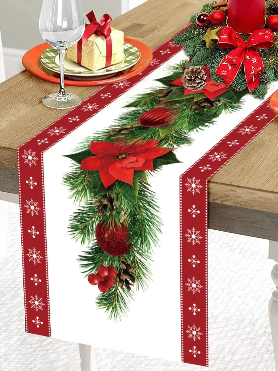 Christmas-themed table runner for festive dining