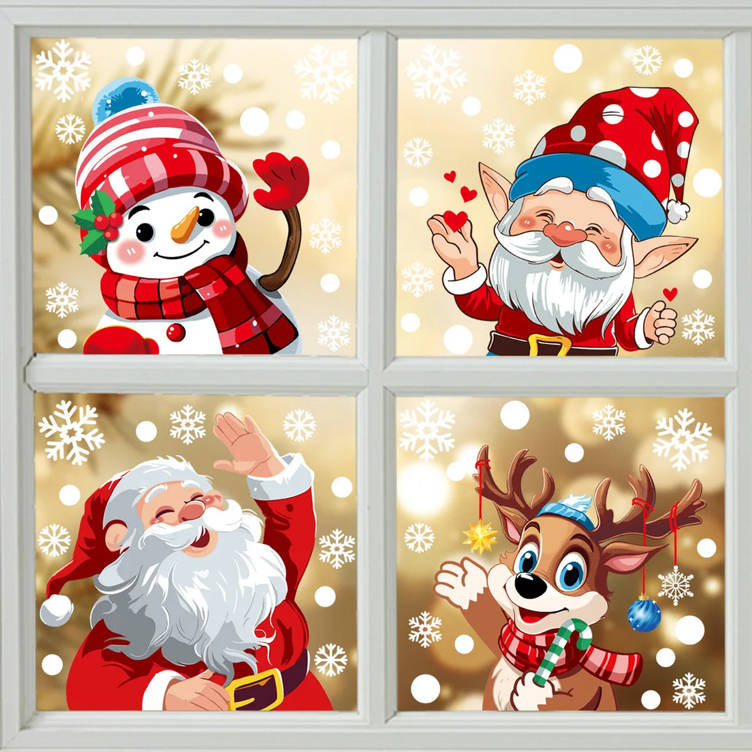 Christmas Glass Stickers Santa Scene