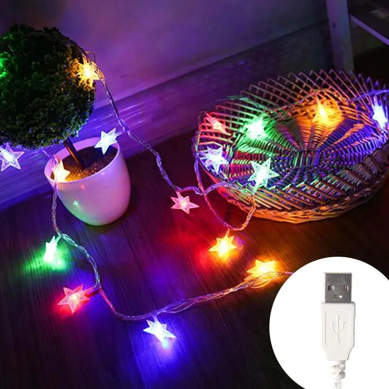 Christmas LED star chain lights